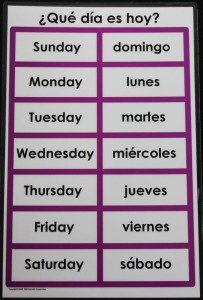 Here are the days in Spanish.