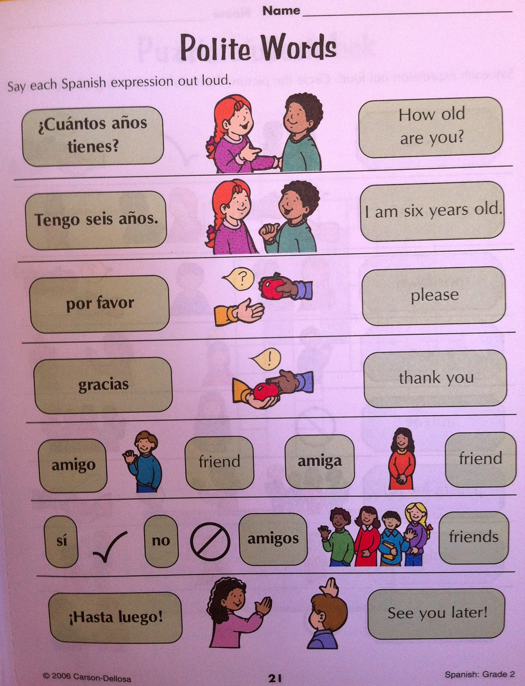 Polite Words Chart